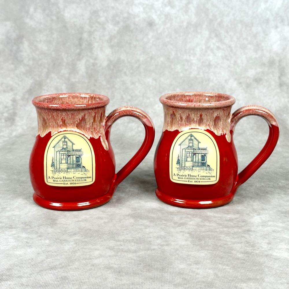 A Prairie Home Companion Garrison Keillor Red Ceramic Mugs 2016 Set of 2